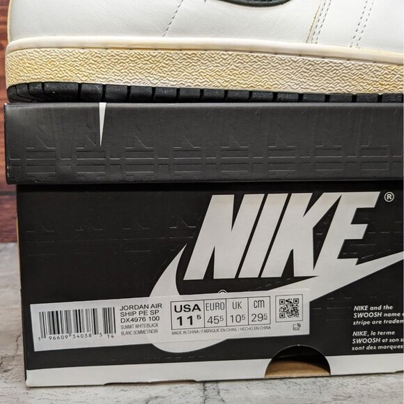 Nike Jordan Air Ship PE x A Ma Maniere Men's 11.5 White Black Shoes DX4976-100 - Picture 11 of 13